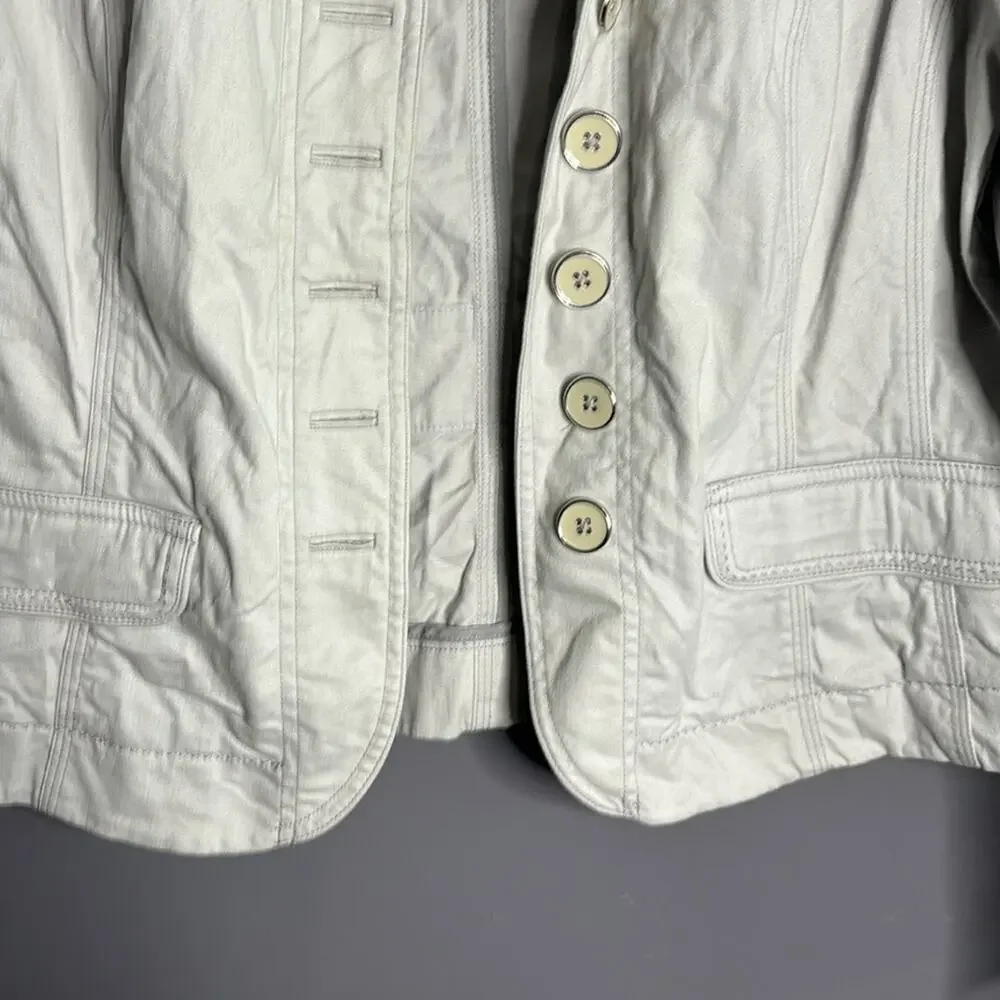 White House Black Market Cream Button-Front Blazer Jacket - Picture 3 of 7